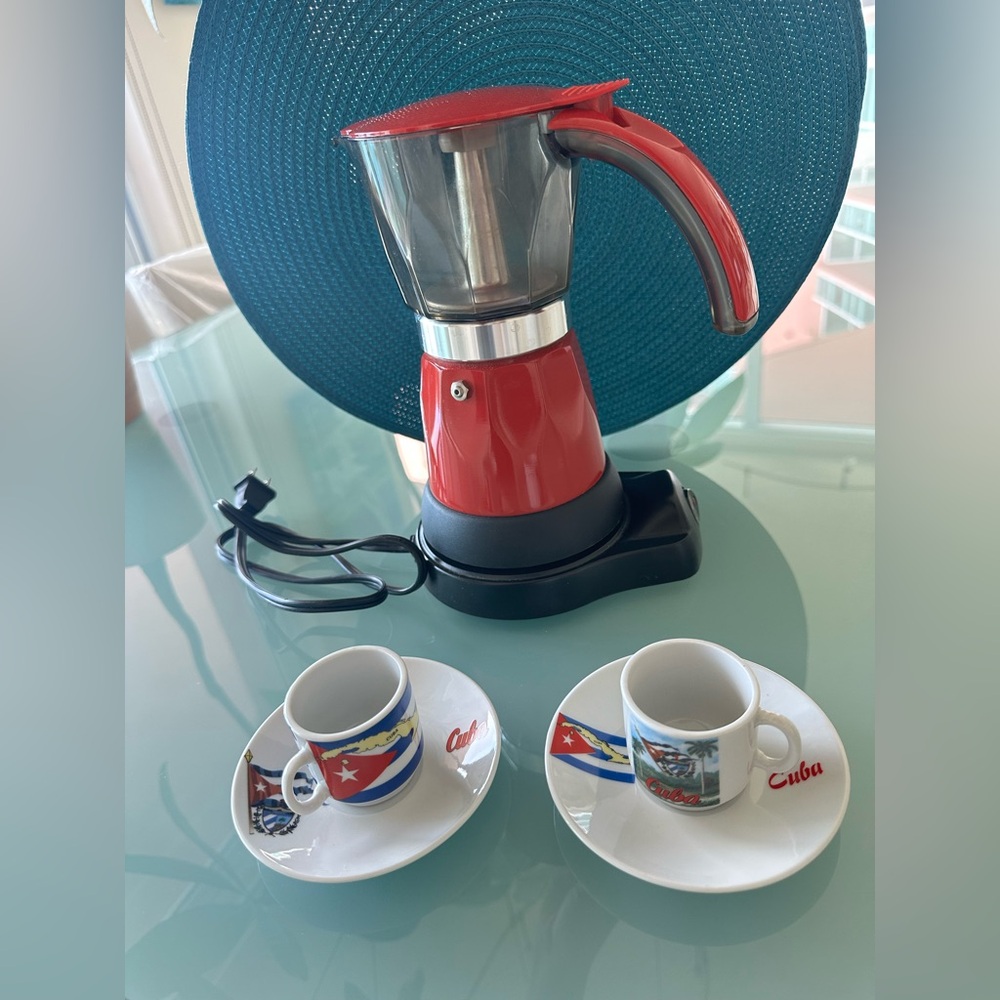 Red Electric Coffee Maker with Cups with box!